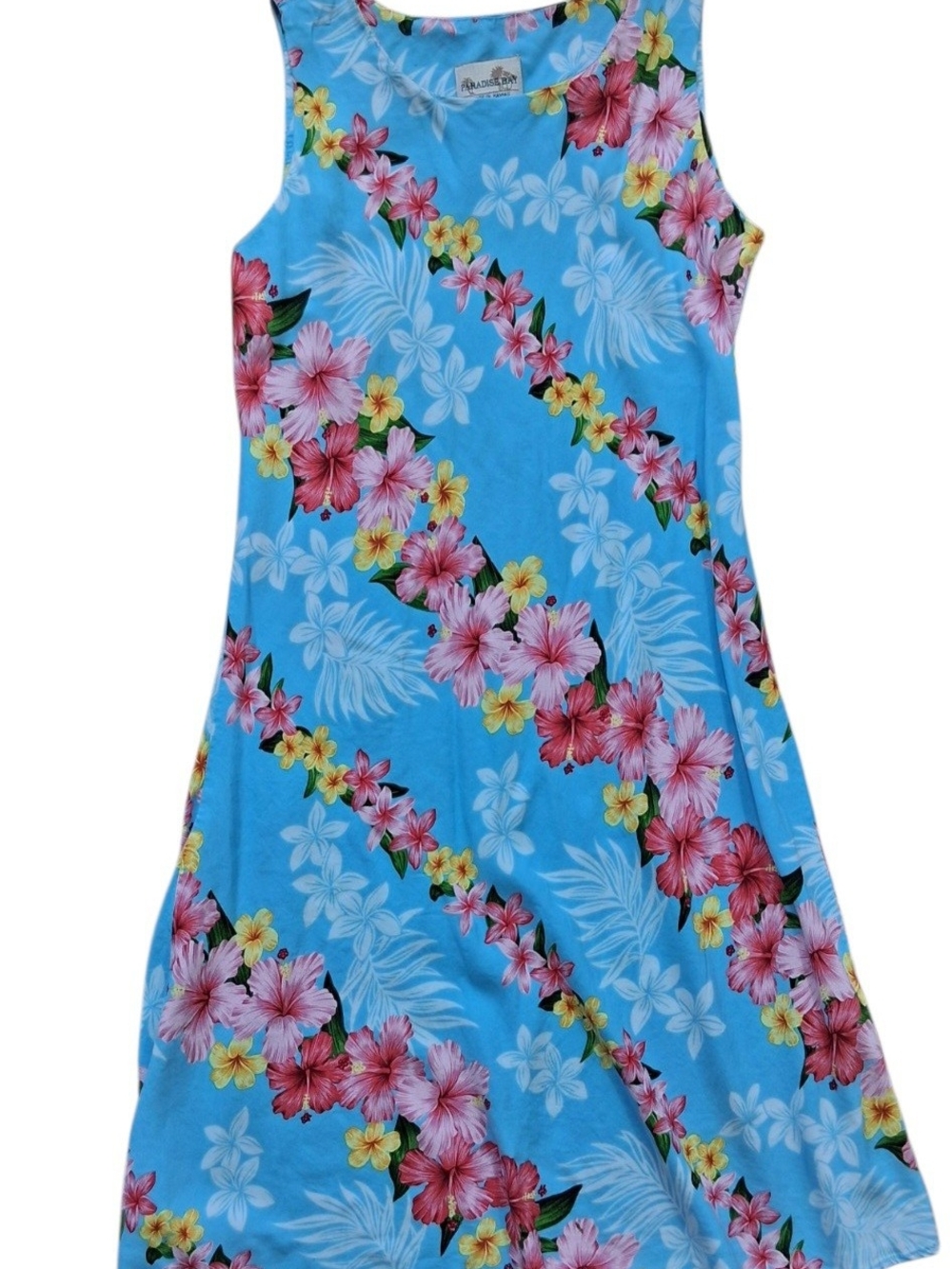 Paradise Bay Blue Tropical Floral Summer Dress XS
